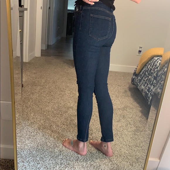 High Rise Destructed Dark Denim - Picture 2 of 5